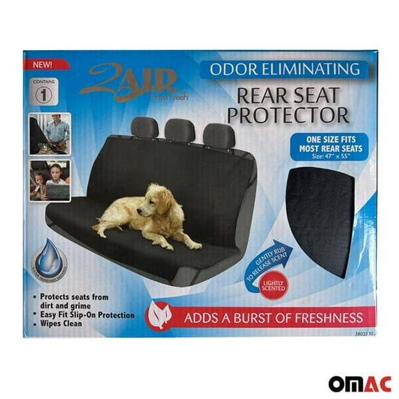 OMAC 96SEATCOVER7 Rear Bench Car Seat Cover - Odor Eliminating Pet Hammock, Black