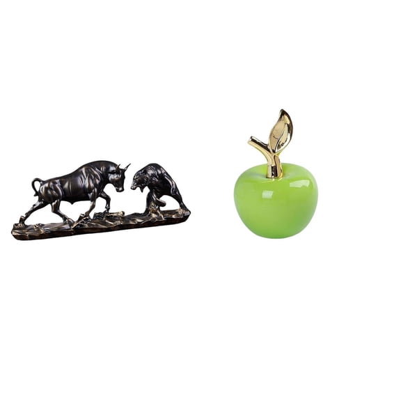 Bull Bear Fruit Sculpture Resin Ceramic Table Decoration for Home Office Desktop Display Gift