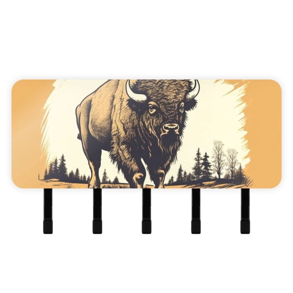 Bull Bison Trees Mail Holder Organizer Wall Mount with Shelf Key Holder Key Rack with 5 Key Hooks for Wall Decorative