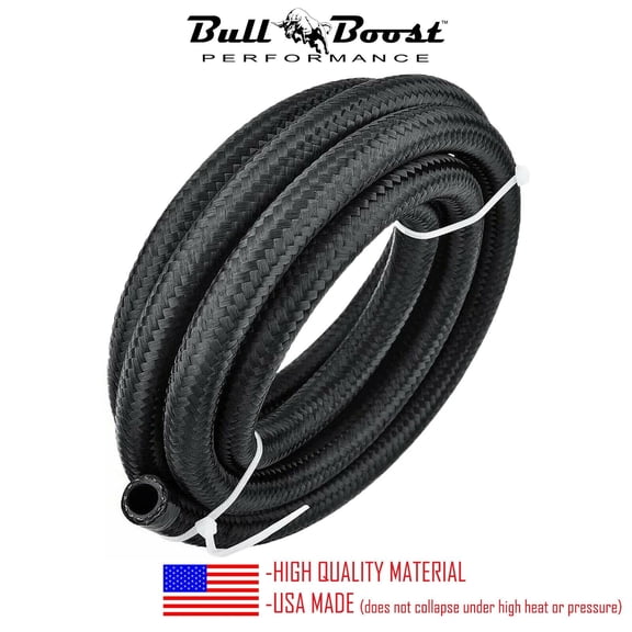 Bull Boost Performance Black Fuel Hose Oil Gas LineAN6-AN8-AN10 Nylon/ Steel Braided Boosted