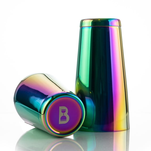 Bull in China 2-Piece Cocktail Shaker Rainbow Chrome – 28 oz Weighted Shaker & 18oz Weighted Cheater Tin, Professional Grade Bar Shaker, Premium Cocktail Shaker Set for Professional & Home Bartenders