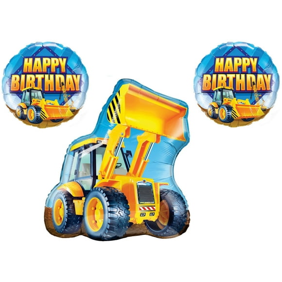 Bull DOZER Loader Construction TRUCKS Yellow BIRTHDAY Party (3) MYLAR Balloons