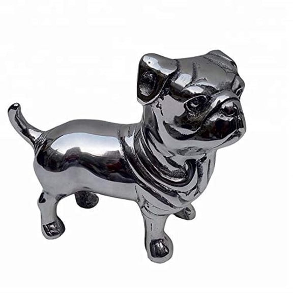DECORVOID Bull Dog Boxer Metal Statue Attractive Bull Aluminium Unique Silver Color Figurine Item for Home | Office | Restaurant Decorations