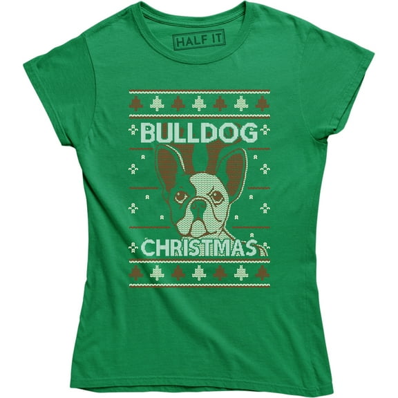 Bull Dog Christmas Funny Animal Pet Dogs Lover Gift Women's T-Shirt