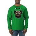 thumbnail image 1 of Bull Dog, Spiked Collar, and Headphones Animal Lover Mens Long Sleeve Shirt, 1 of 1