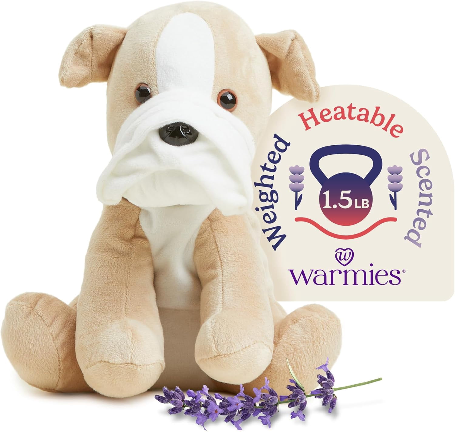 warmies 13” Bull Dog Stuffed Animal, Microwavable Heated Plushies and Weighted Soft Plush Toys