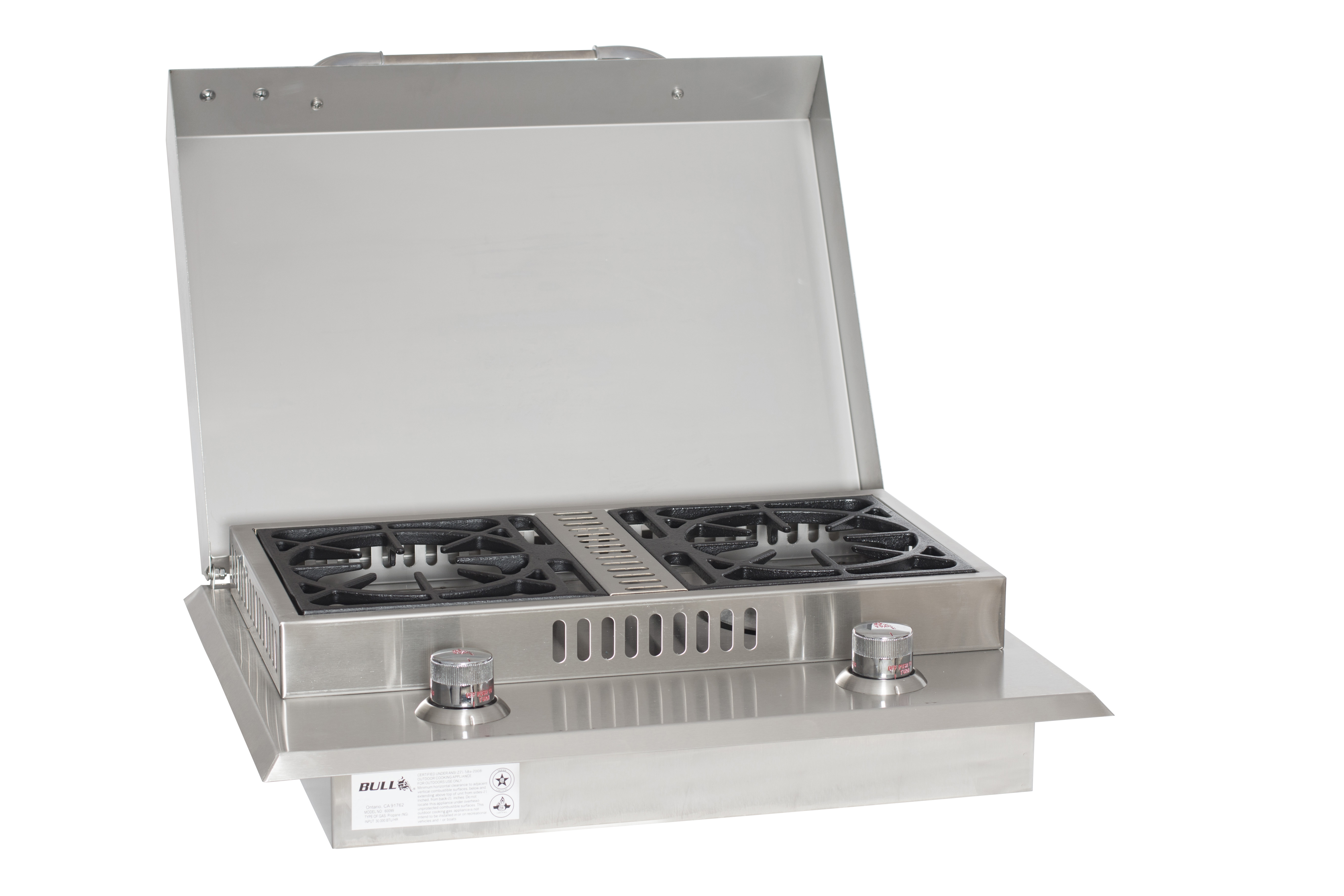 Bull Double Side burner, NG, 30,000 BTU's Side by Side, Drop in