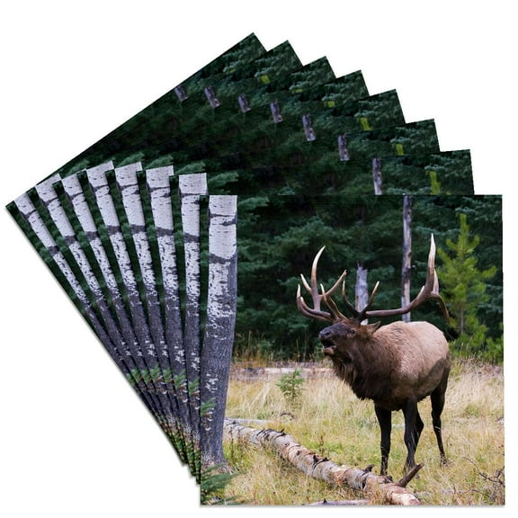 3drose, Bull Elk Bugling, Set of 8 Ceramic Tile Coasters