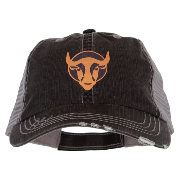 Bull Face Heat Transfer Low Profile Special Cotton Mesh Cap - Black OSFM