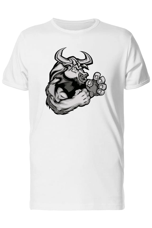 Bull Fighting Mascot. Cartoon T-Shirt Men -Image by Shutterstock, Male Large
