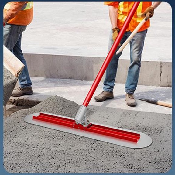 Bull Float Tool Kit Cement Trowel Tools, Concrete Trowel Float Bracket Tools Concrete Bull Float, 60In Extendable Adjustable 48"x8" Mg-Al Alloy Round End with 4 Handles for Foundation Work