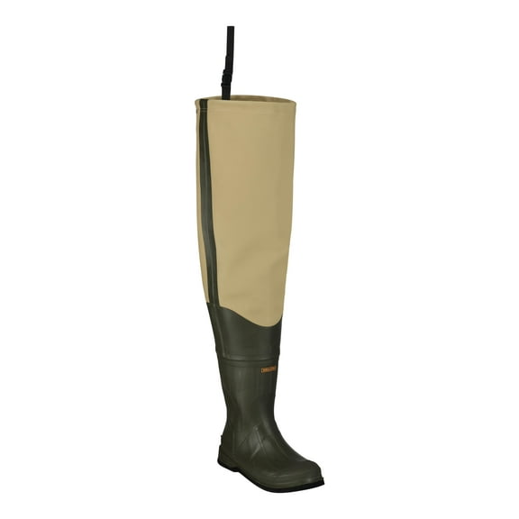 Frogg Toggs Bull Frogg Bootfoot Hip Waders for Men, 3-Ply Canvas Waders for Fishing with Steel Shank, Felt, Khaki, Size 9