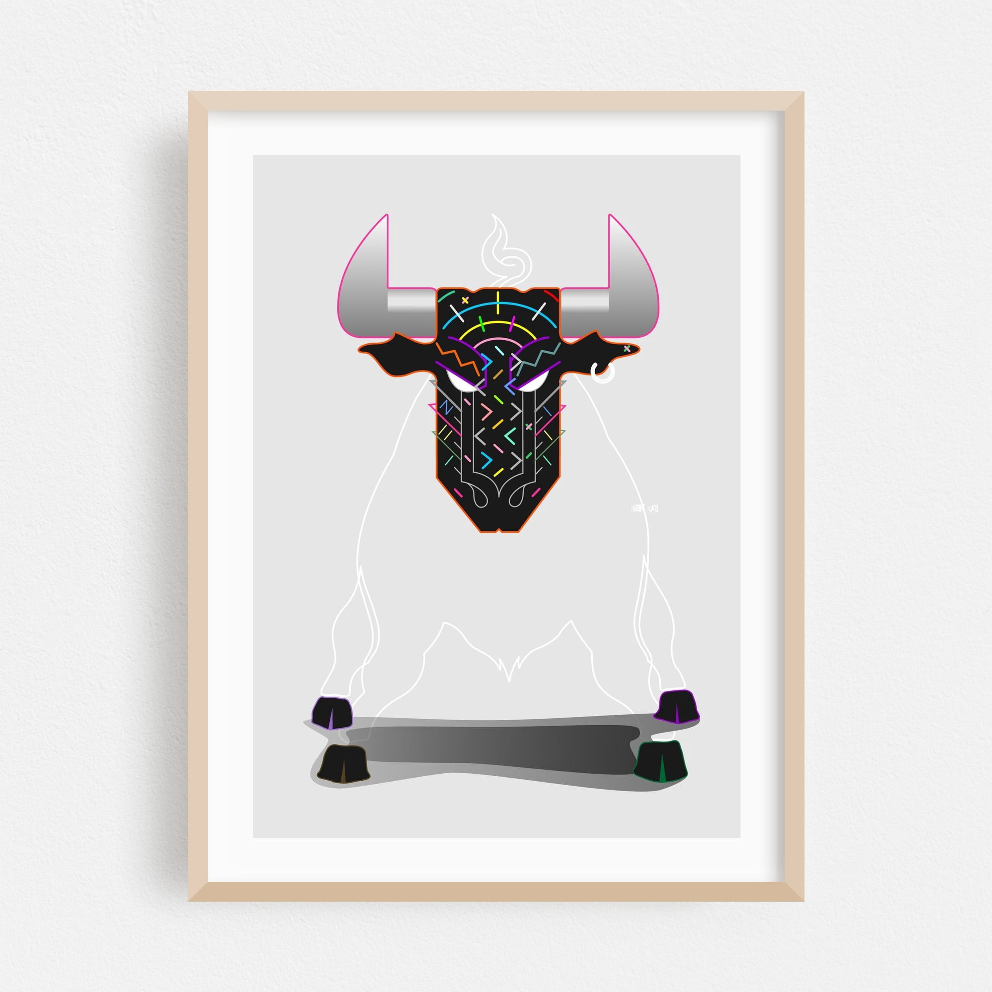 Bull with Geometric Pattern - Digital Art Abstract Modern Art Geometric ...