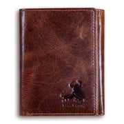 Bull Guard Best Leather Men's RFID Trifold Wallet with ID Great Outdoor Wallet Forest Brown