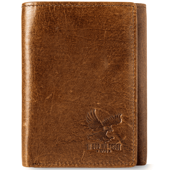 Bull Guard Genuine Leather Trifold Wallet For Men RFID And ID Window