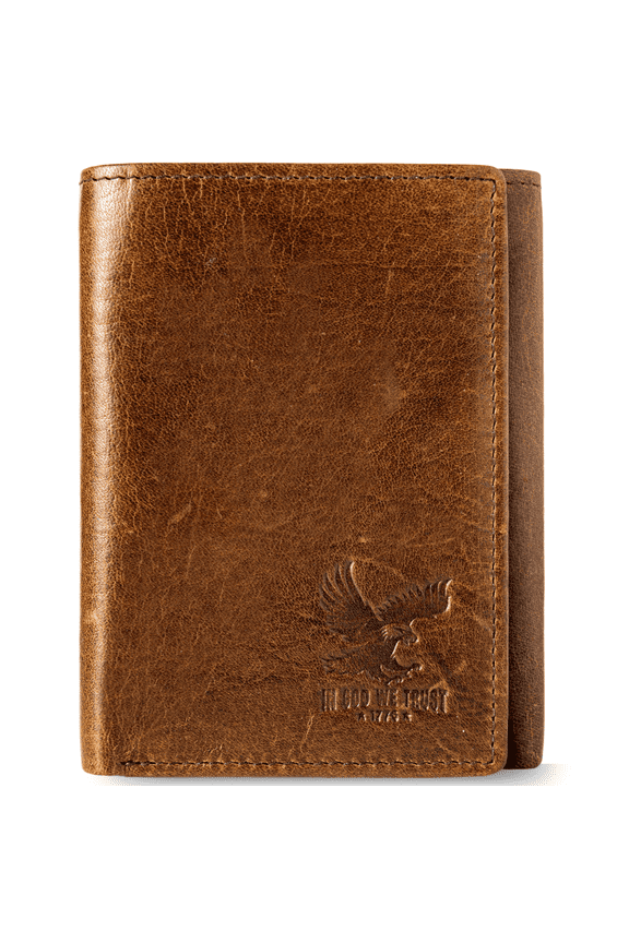 Genuine Leather Trifold Wallet For Men RFID And ID Window