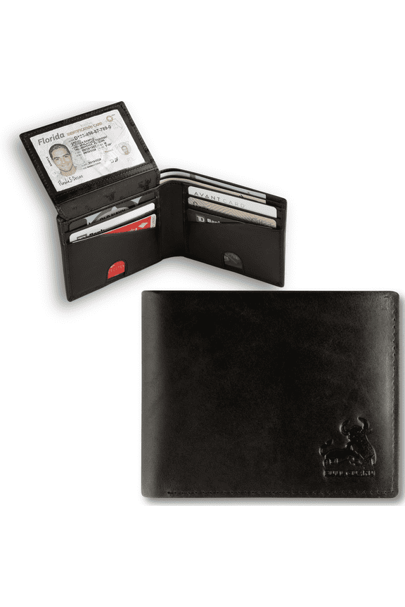 Mens RFID Blocking Bifold Wallet Soft, Vintage Black, Size Medium