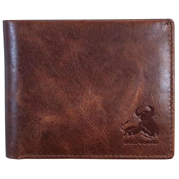 Bull Guard Mens RFID Blocking Bifold Wallet Soft, Forest Brown, Size Medium