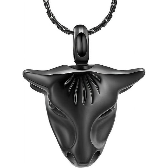 Bull Head Cremation Jewelry for Ashes Urn Necklace Keepsake 316L Stainless Steel Bull Memorial Pendant