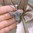 thumbnail image 1 of Bull Head Cubic Zircon 925 Silver Necklace Pendant Luxury Women Party Gift, 1 of 6