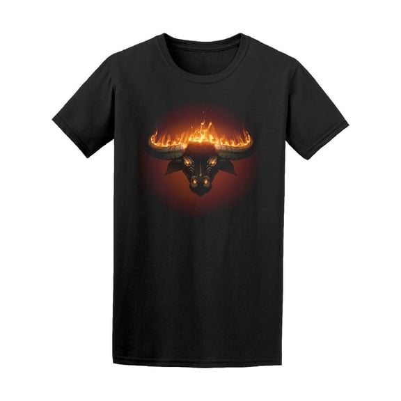 Bull Head In Flames T-Shirt Men -Image by Shutterstock, Male Large
