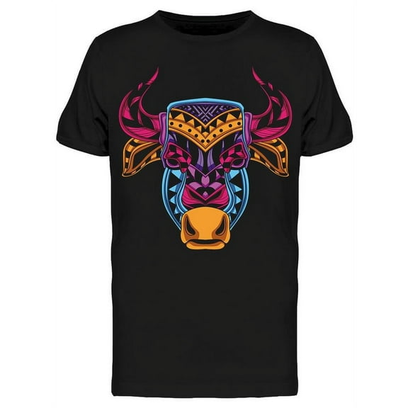 Bull Head W/neon Colors T-Shirt Men -Image by Shutterstock, Male XX-Large
