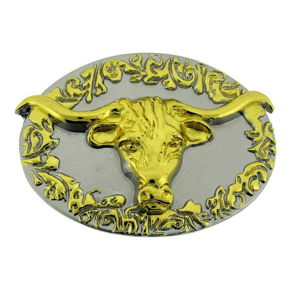 Bull Long Horn Belt Buckle Western Rodeo Gold Metal Texas Cowboy Cosplay Costume