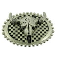 thumbnail image 1 of Bull Longhorn Buffalo Belt Buckle Western Rodeo Checker Design Metal Jumbo Big, 1 of 2