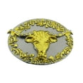 thumbnail image 1 of Bull Longhorn Buffalo Belt Buckle Western Rodeo Gold Metal Horn Rhinestones, 1 of 2