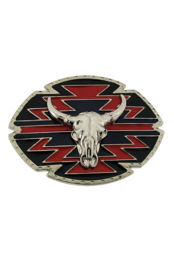 Bull Longhorn Buffalo Ox Chopper Shape Colored Cowgirl Belt Buckle Western Rodeo