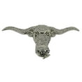 thumbnail image 1 of Bull Longhorn Chopper Nose Pin Belt Buckle Bling Iced Out Cowgirl Silver Metal, 1 of 2