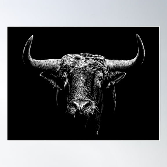 Bull Poster Wall Art, Modern Wall Decor For Living Room Bedroom, 8x12 UNFRAMED