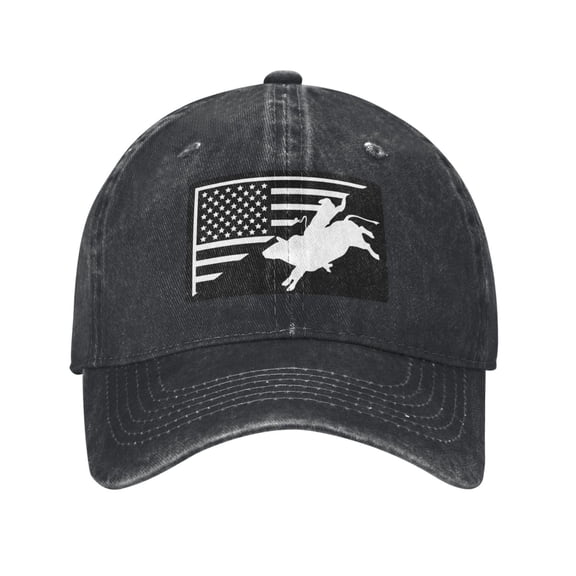 Bull Rider American Unisex Adult Washed Denim Cotton Sport Outdoor Baseball Cap Adjustable Cowboy Baseball Hat