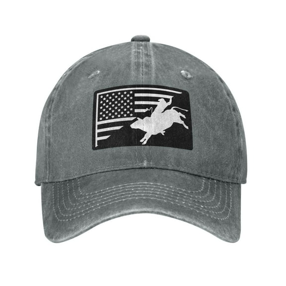Bull Rider American Unisex Adult Washed Denim Cotton Sport Outdoor Baseball Cap Adjustable Cowboy Baseball Hat