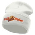 thumbnail image 1 of Bull Rider Embroidered 12 Inch Long Knitted Beanie - White OSFM, 1 of 5