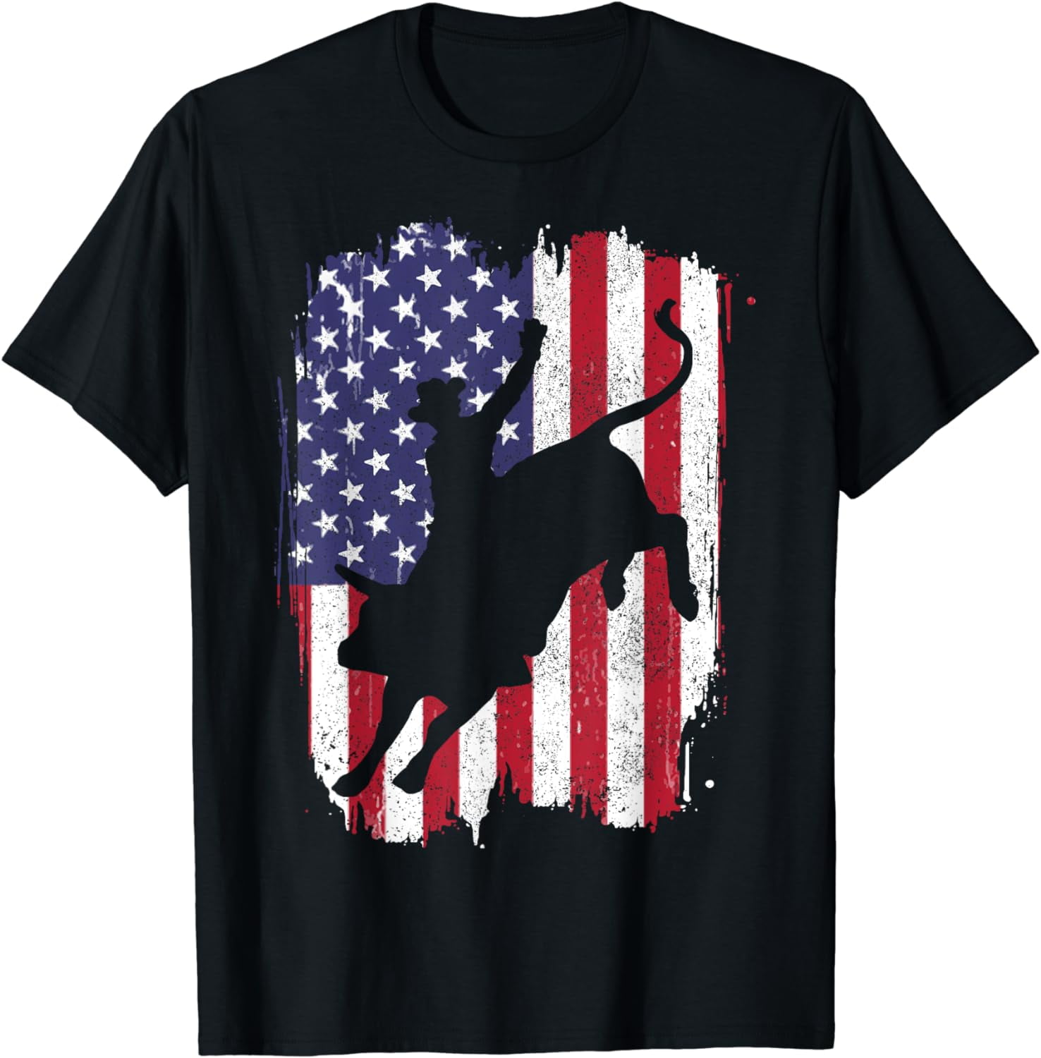 Bull Riding American Flag Rodeo Patriotic Bull Rider Gift T-Shirt ...