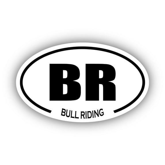 Bull Riding BR Oval Bumper Sticker 3M Vinyl Decal 3 in x 5 in