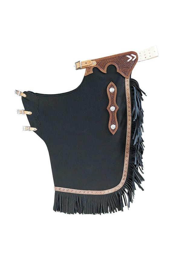 Western Bull Riding Chinks Chaps Adult Pro Rodeo Bronc Leather Black