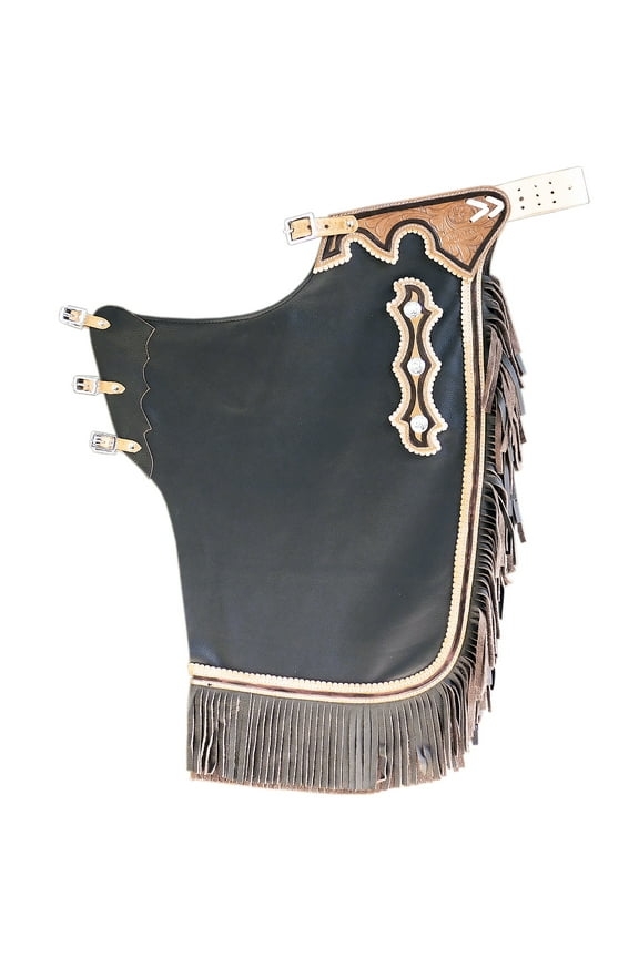 Western Bull Riding Chinks Chaps Adult Pro Rodeo Bronc Leather Brown