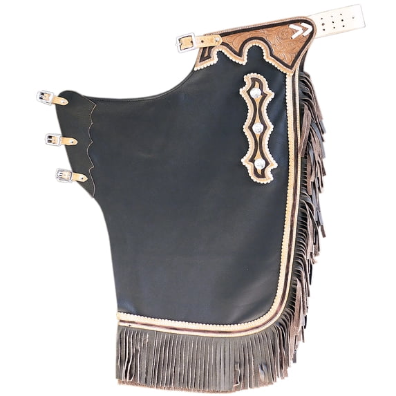 Hilason Western Bull Riding Chinks Chaps Adult Pro Rodeo Bronc Leather Brown
