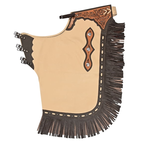 Hilason Western Bull Riding Chinks Chaps Adult Pro Rodeo Bronc Leather Tan