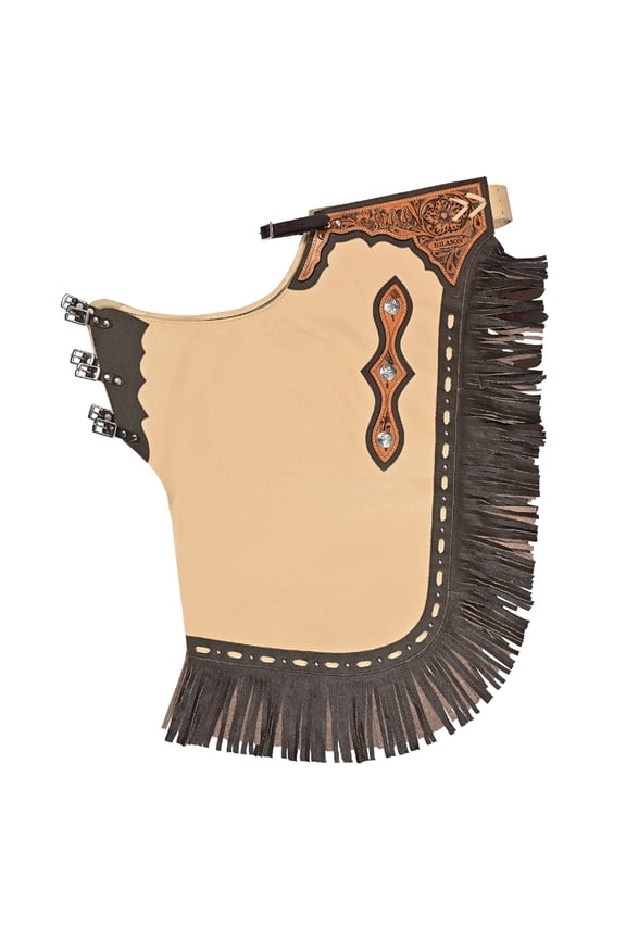 Western Bull Riding Chinks Chaps Adult Pro Rodeo Bronc Leather Tan