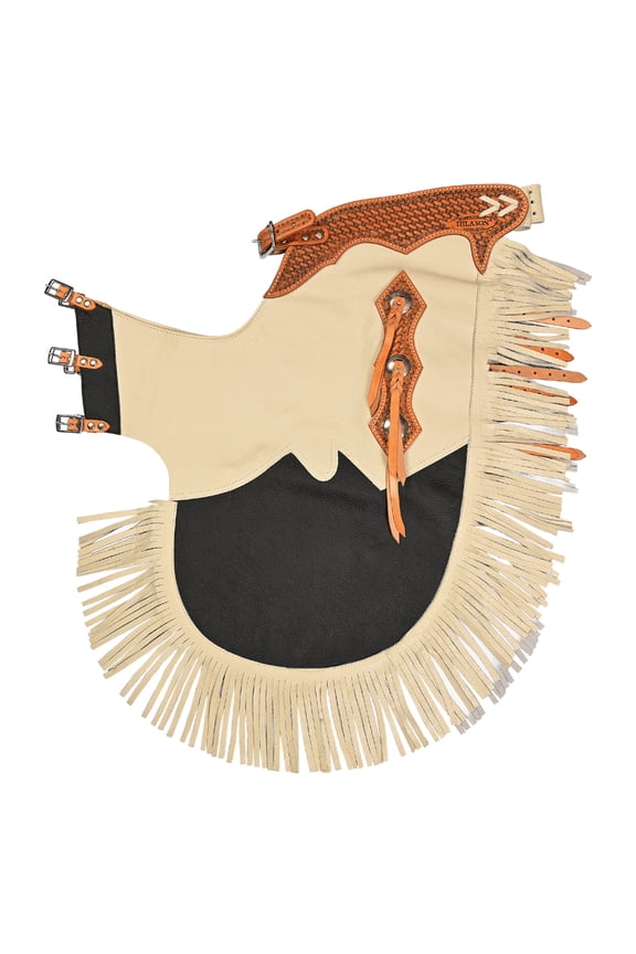 Bull Riding Chinks Chaps Pro Rodeo Western Smooth Leather Black & White