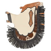 Hilason Western Bull Riding Chinks Chaps Rodeo Bronc Smooth Leather White Adult