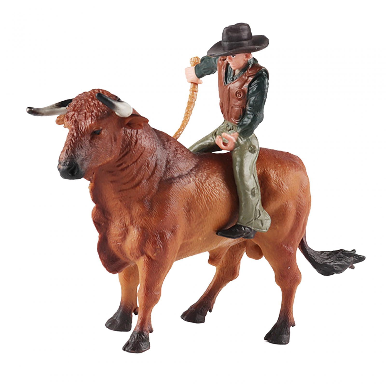 Bull Riding Figurine Educational for DIY Projects Micro Scenery Fairy ...