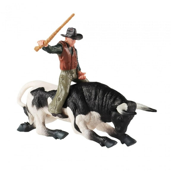 Bull Riding Figurine Educational for DIY Projects Micro Scenery Fairy Garden White Cow attack