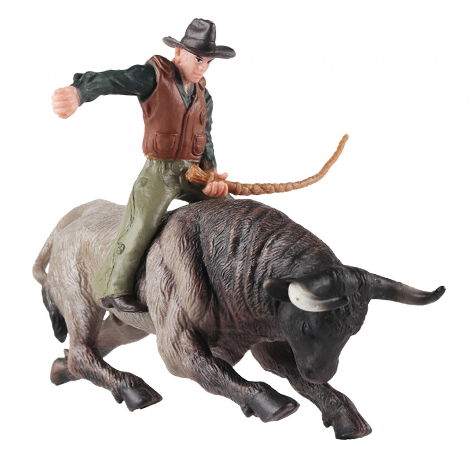 Bull Riding Figurine Educational for DIY Projects Micro Scenery Fairy ...