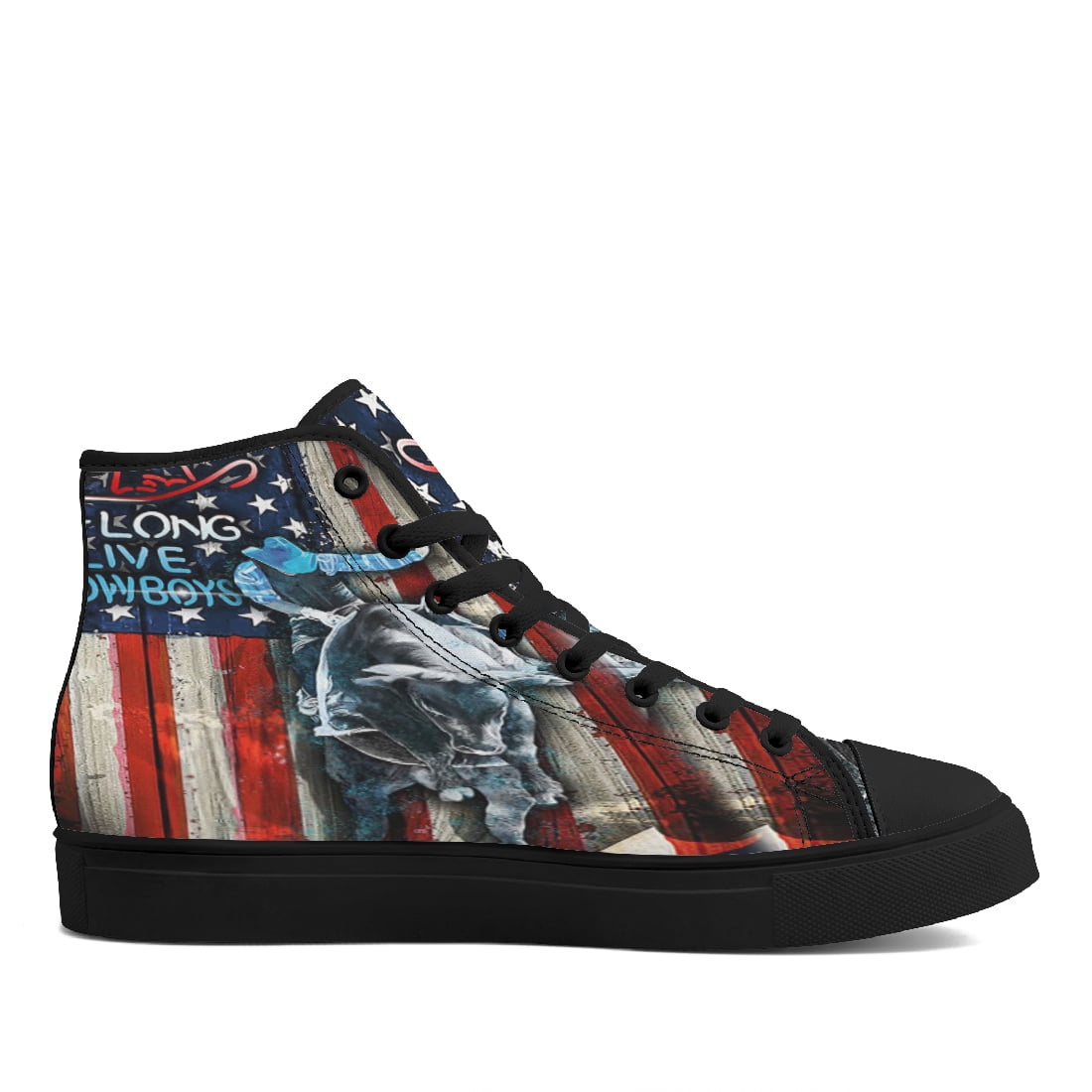 Bull Riding High Top Canvas Shoes Sneakers Black Size 4.5 - Walmart.com