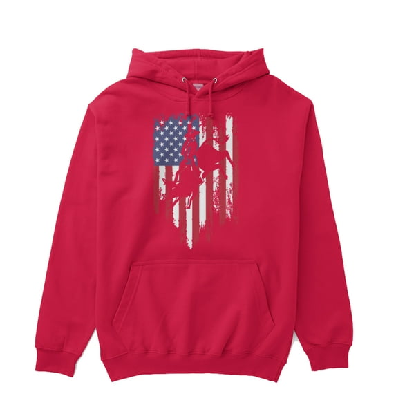 Bull Riding Rodeo Cowboy USA Flag Matching 4th Of July Gift Ideas Hoodie