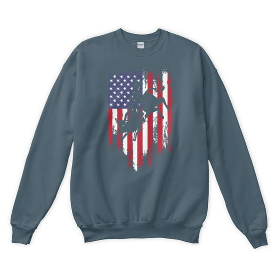 Bull Riding Rodeo Cowboy USA Flag Matching 4th Of July Gift Ideas Sweatshirt